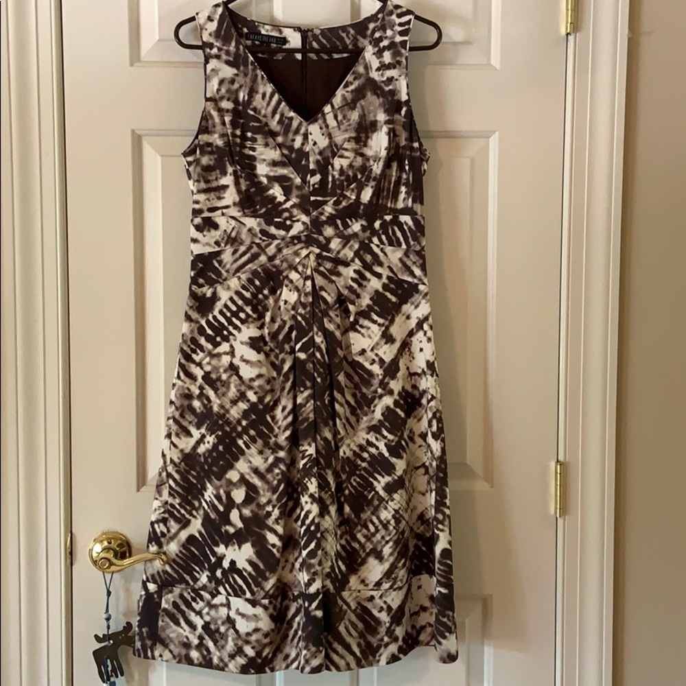 Brown and white formal dress